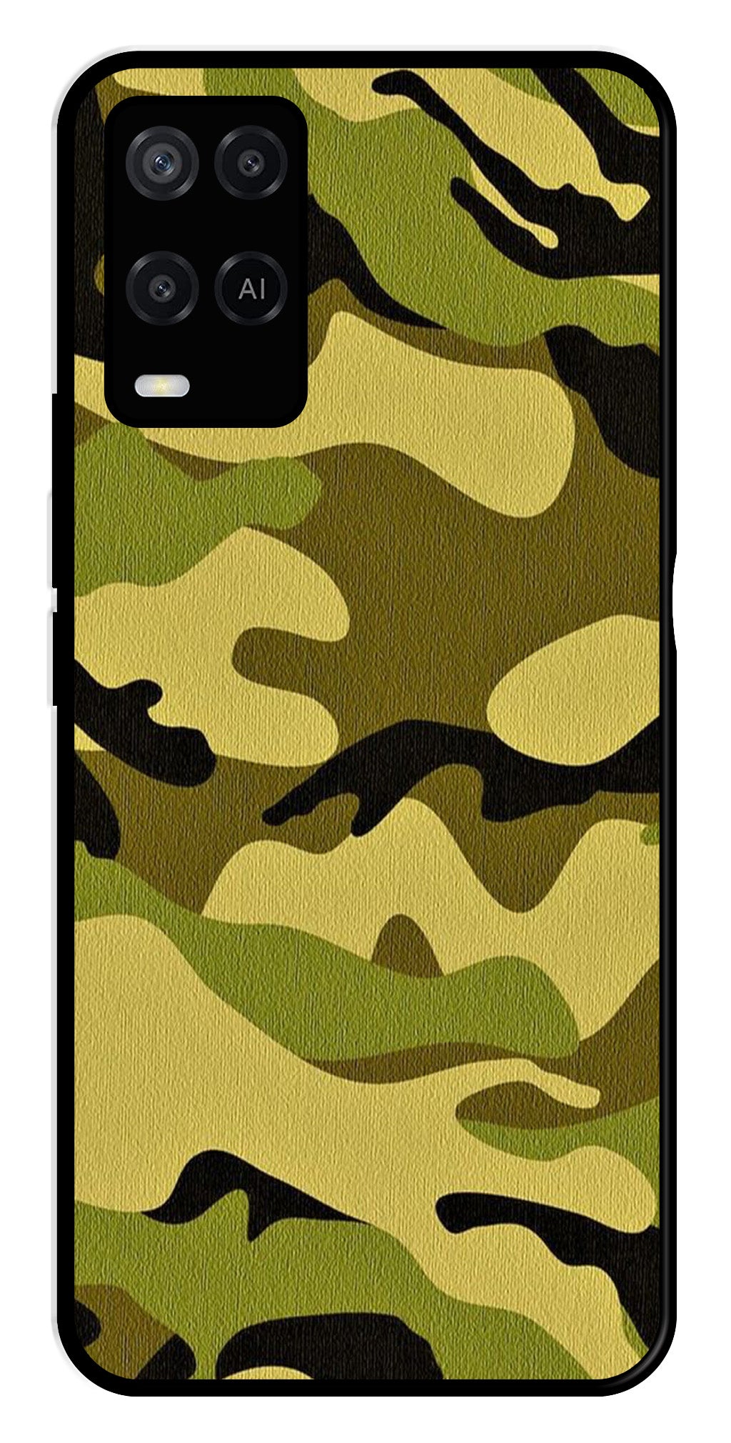 Army Pattern Metal Mobile Case for Oppo A54 4G   (Design No -35)