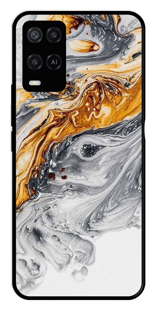 Marble Pattern Metal Mobile Case for Oppo A54 4G   (Design No -36)