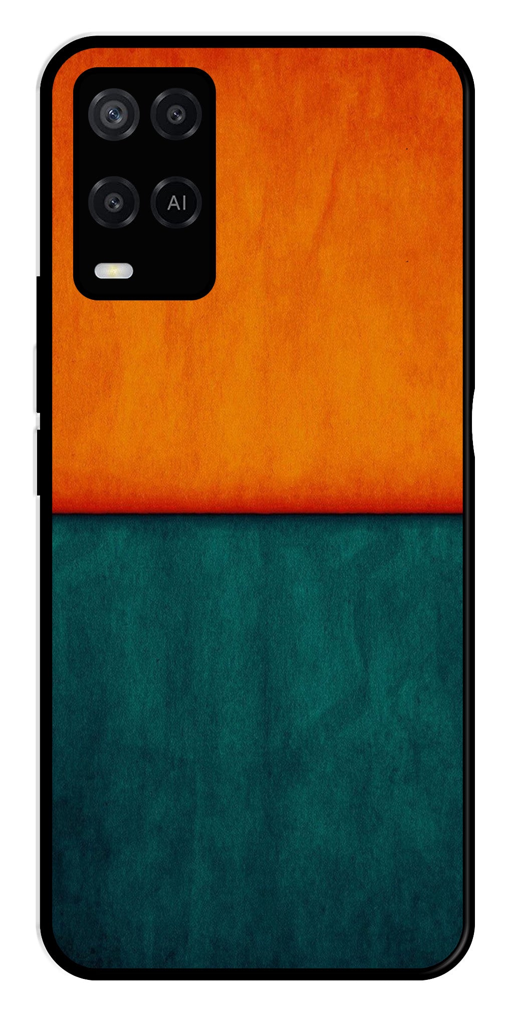 Orange Green Pattern Metal Mobile Case for Oppo A54 4G   (Design No -45)