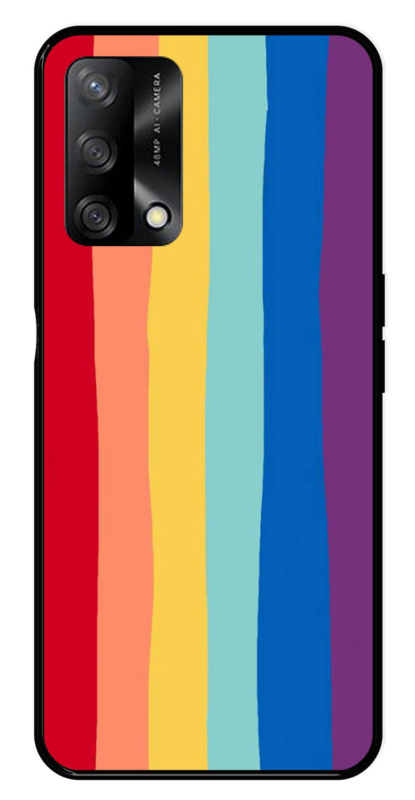Rainbow MultiColor Metal Mobile Case for Oppo A74 5G   (Design No -03)