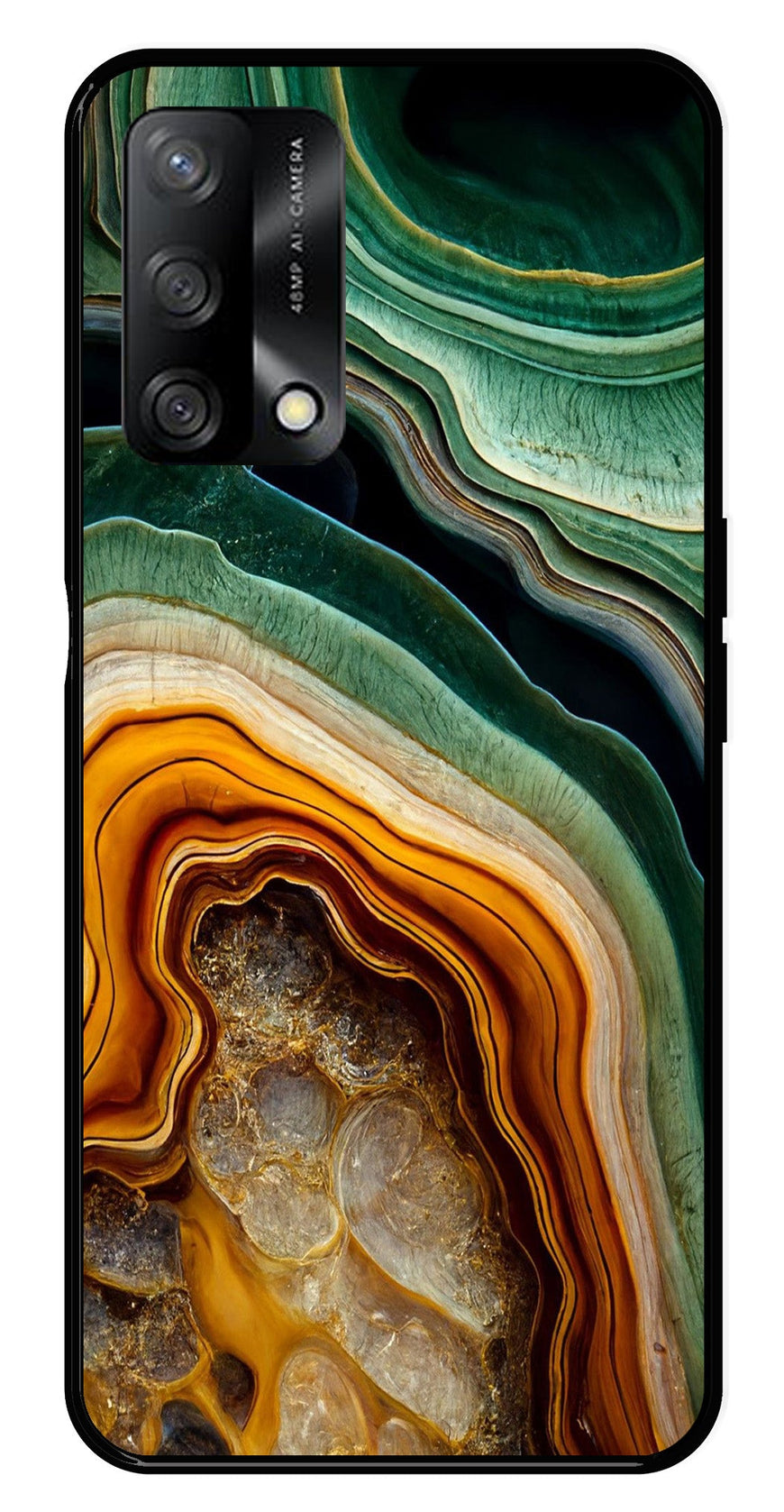 Marble Design Metal Mobile Case for Oppo A74 5G   (Design No -28)