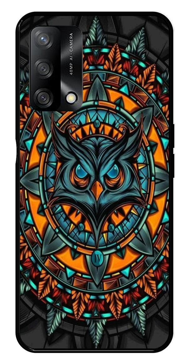 Owl Pattern Metal Mobile Case for Oppo A74 5G   (Design No -42)