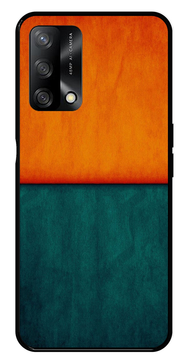 Orange Green Pattern Metal Mobile Case for Oppo A74 5G   (Design No -45)