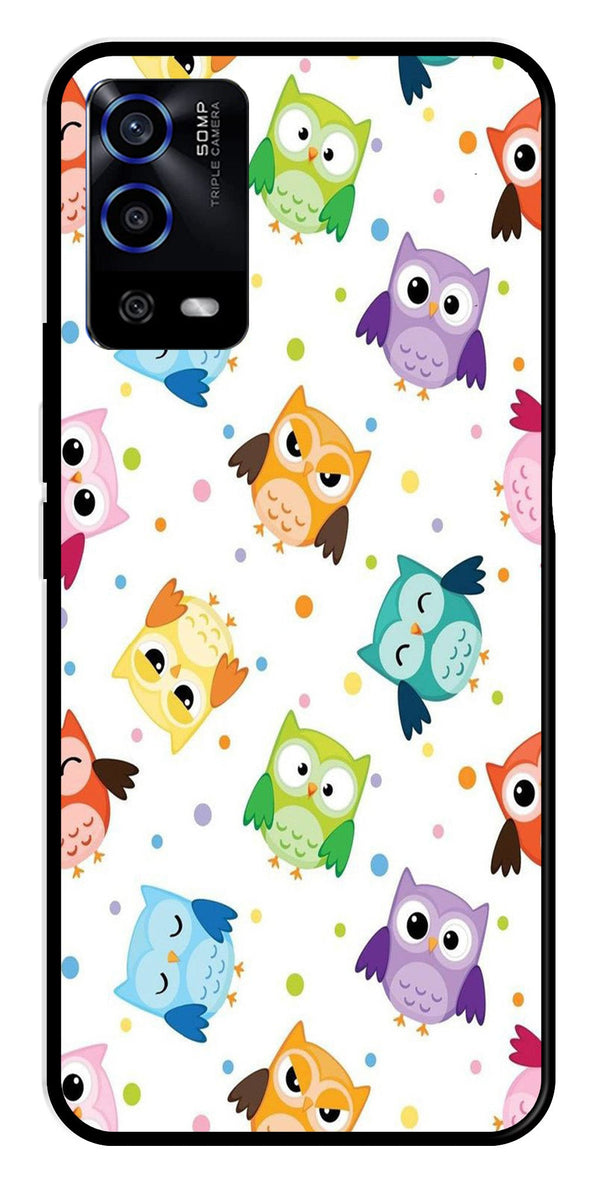 Owls Pattern Metal Mobile Case for Oppo A55   (Design No -20)