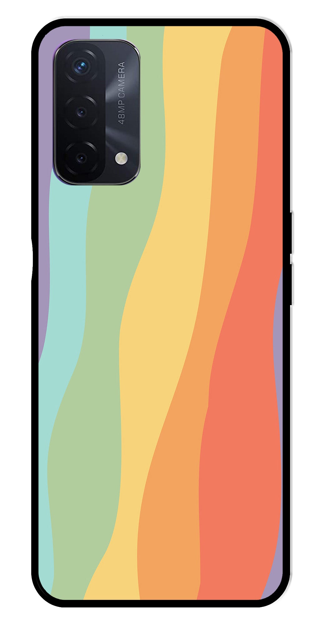 Muted Rainbow Metal Mobile Case for Oppo A74   (Design No -02)