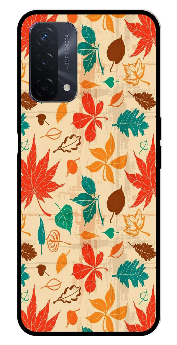 Leafs Design Metal Mobile Case for Oppo A74   (Design No -14)