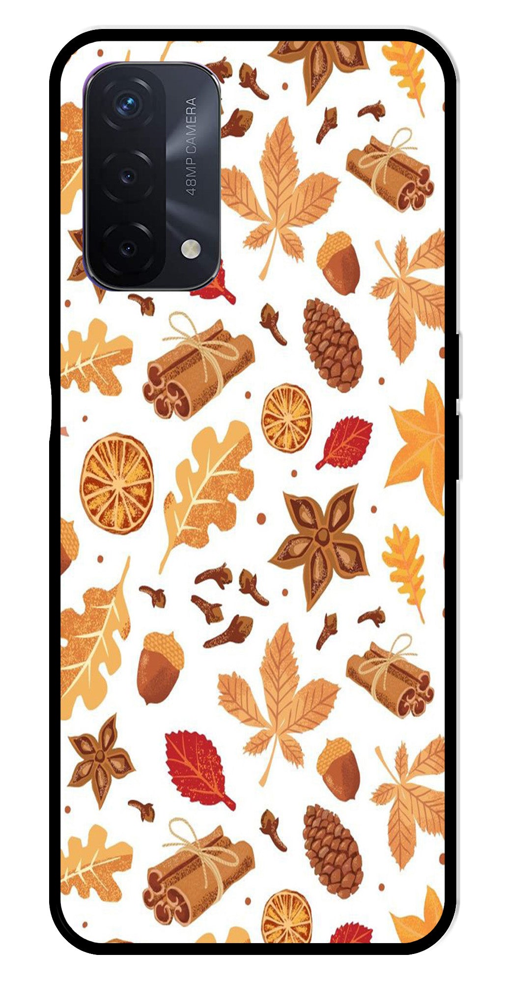 Autumn Leaf Metal Mobile Case for Oppo A74   (Design No -19)