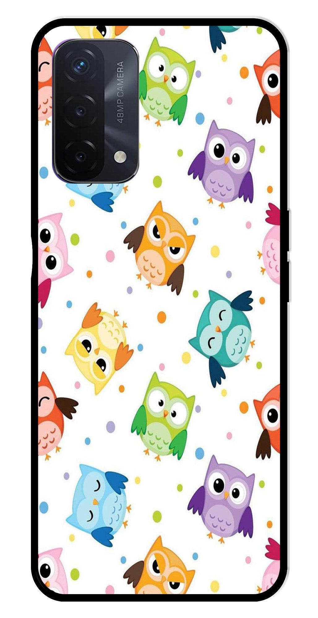 Owls Pattern Metal Mobile Case for Oppo A74   (Design No -20)
