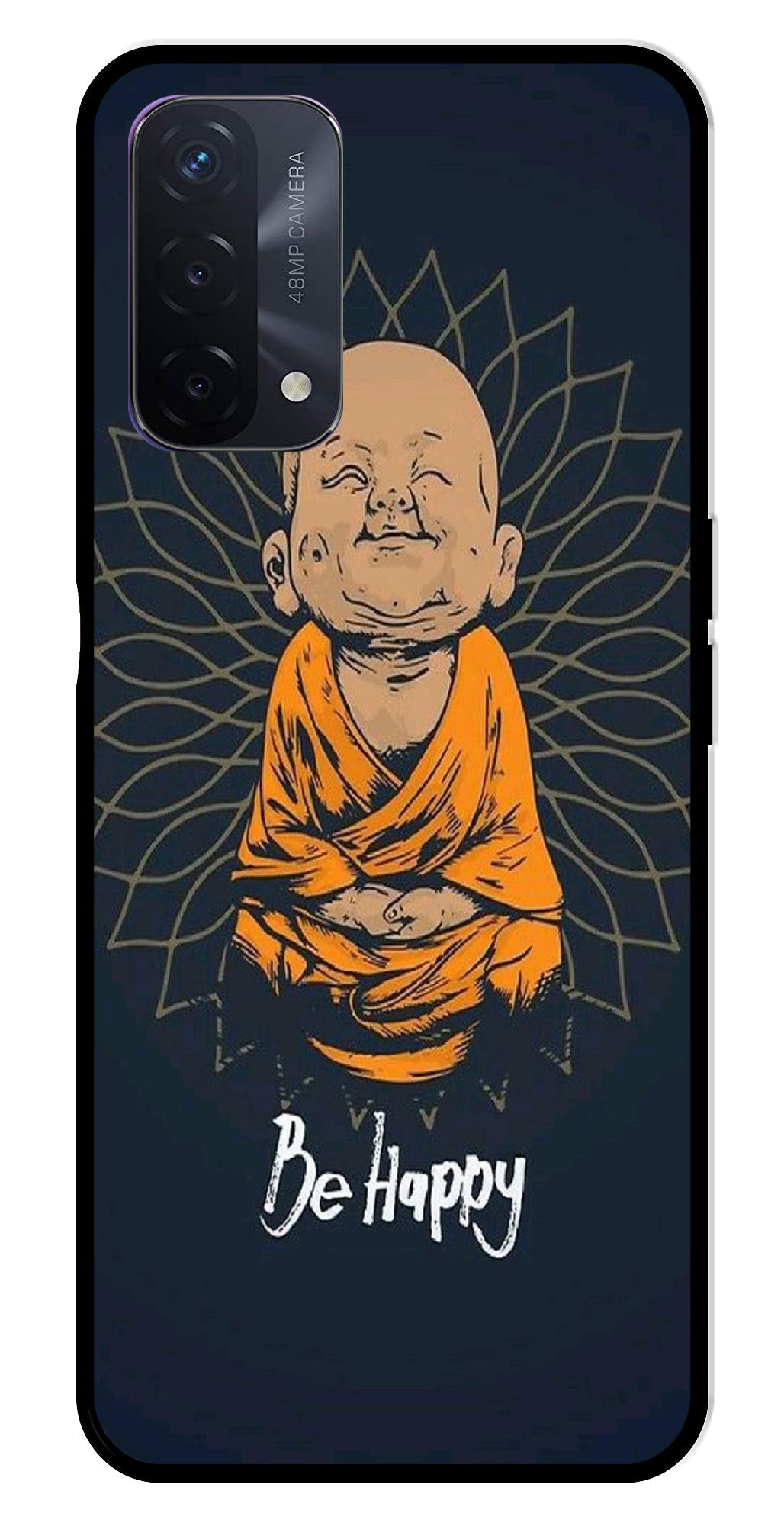Be Happy Metal Mobile Case for Oppo A74   (Design No -27)