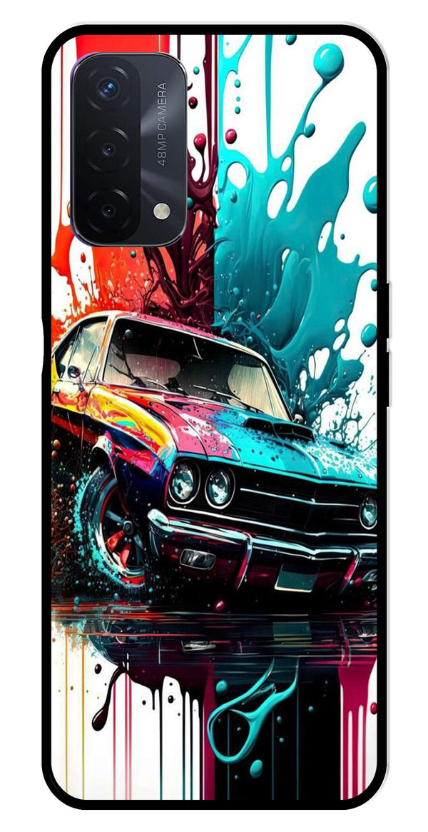 Vintage Car Metal Mobile Case for Oppo A74   (Design No -29)