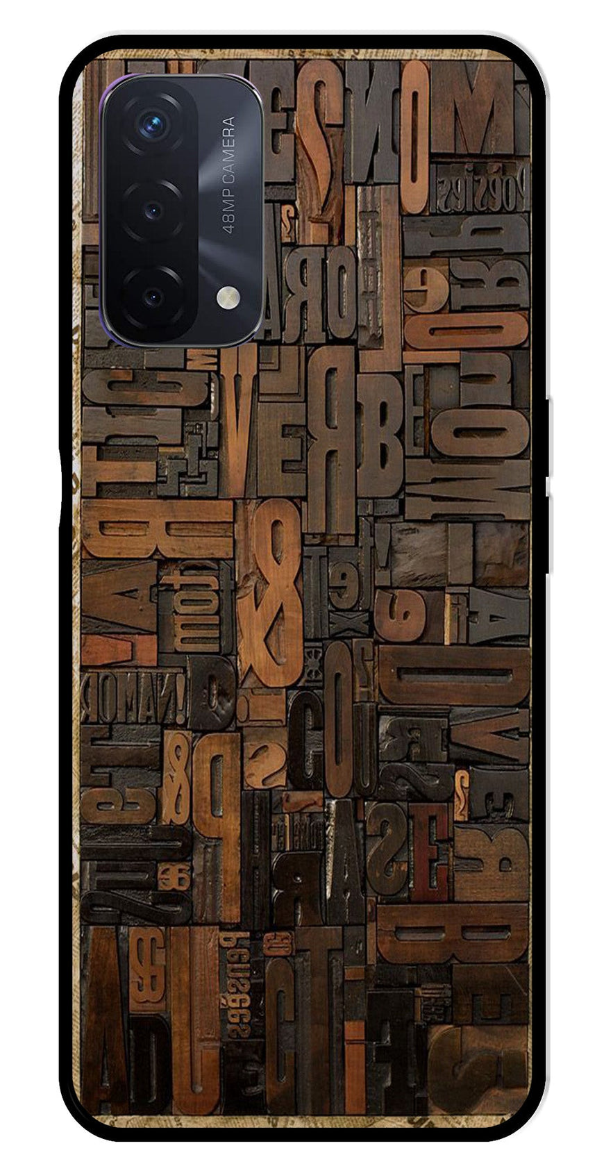 Alphabets Metal Mobile Case for Oppo A74   (Design No -32)