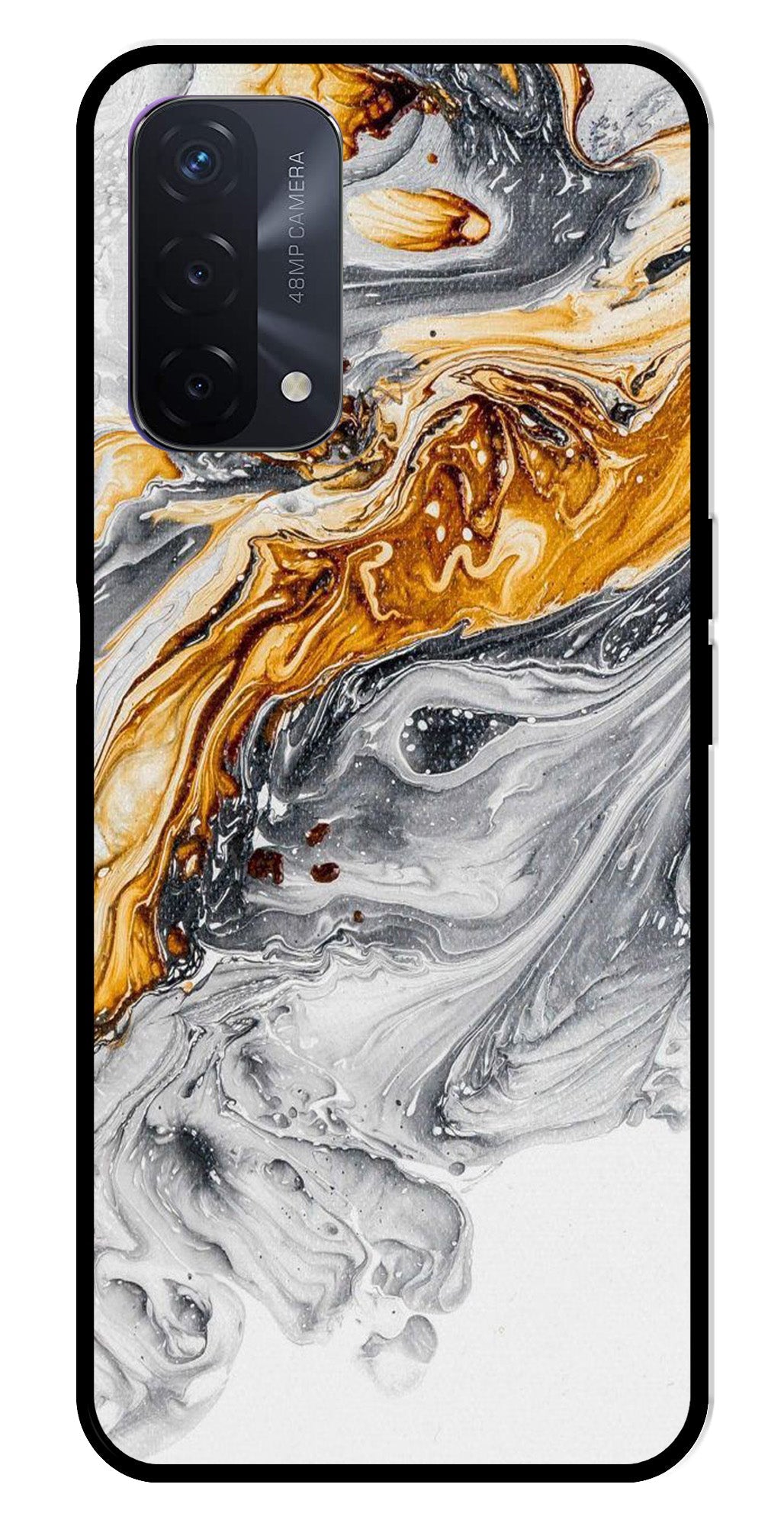 Marble Pattern Metal Mobile Case for Oppo A74   (Design No -36)