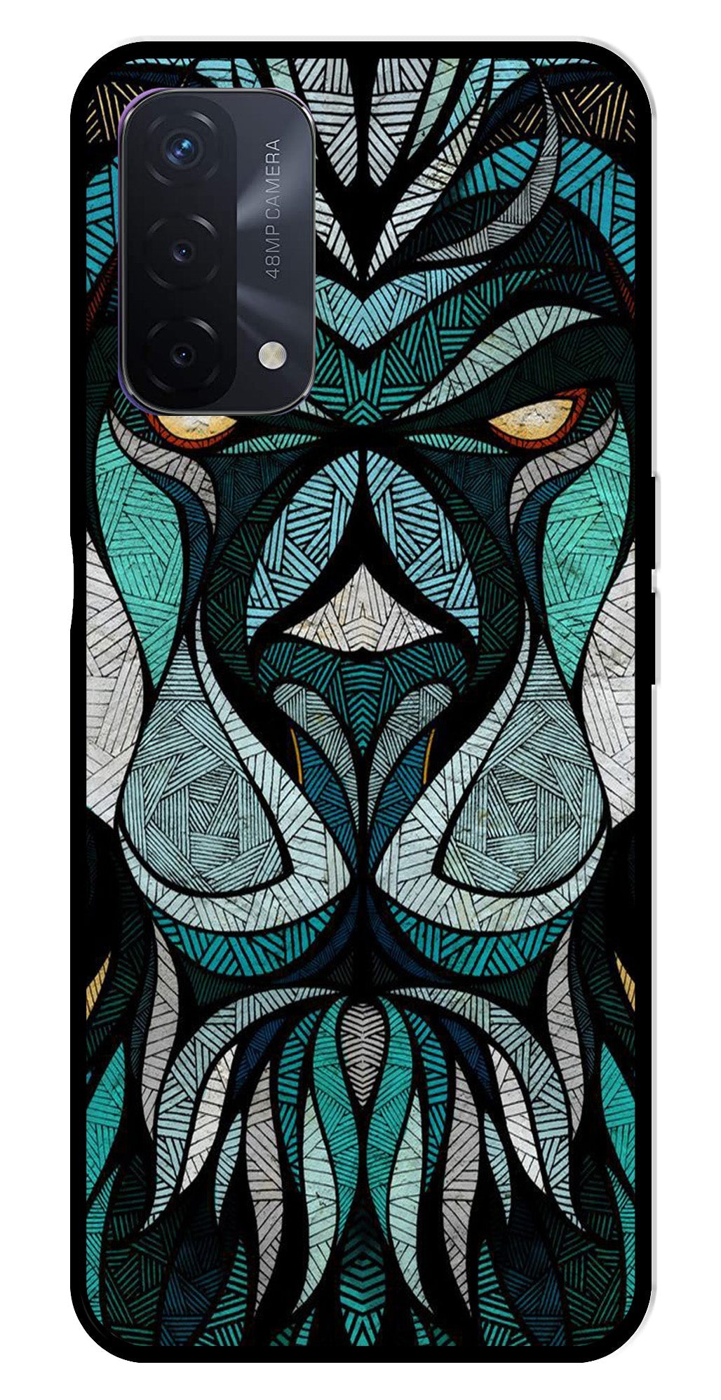 Lion Pattern Metal Mobile Case for Oppo A74   (Design No -40)