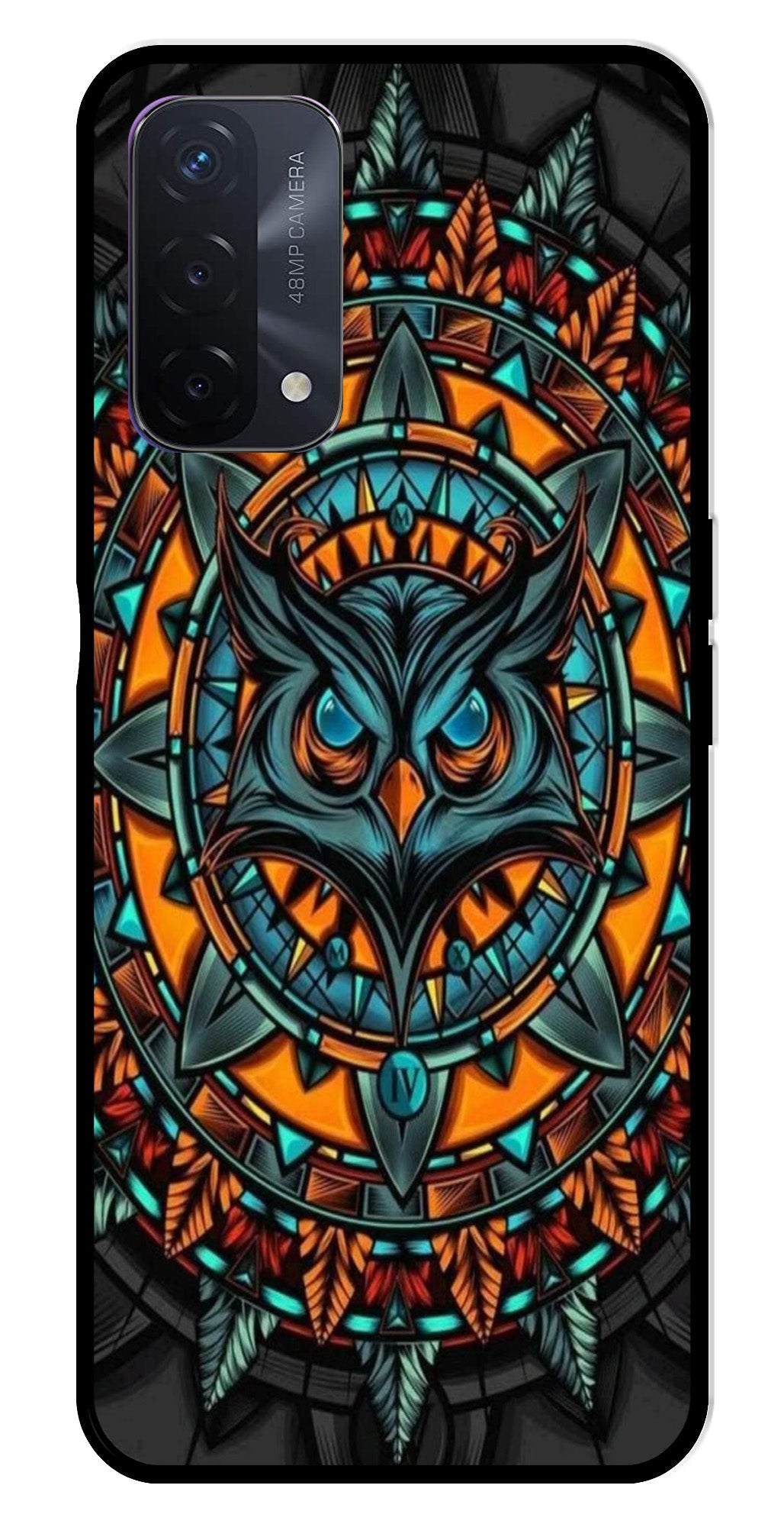 Owl Pattern Metal Mobile Case for Oppo A74   (Design No -42)