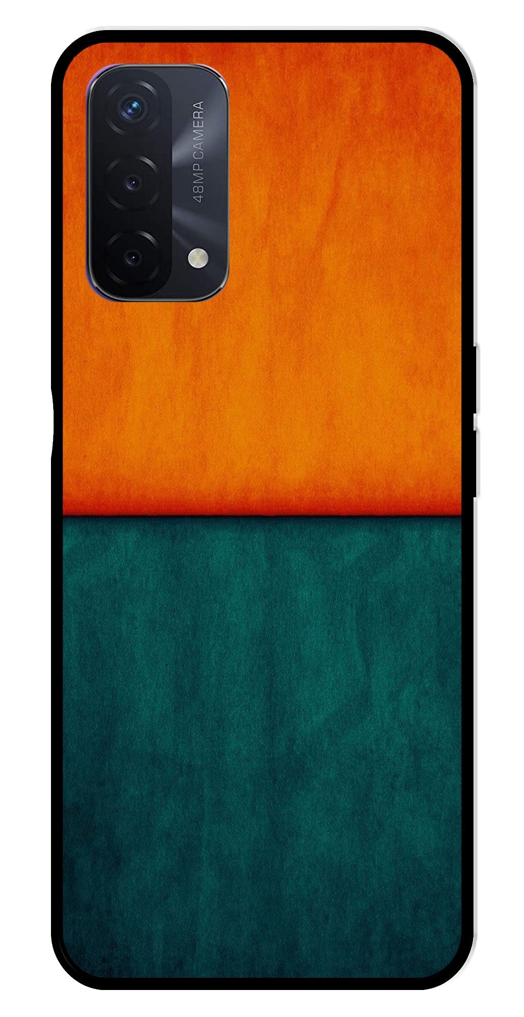 Orange Green Pattern Metal Mobile Case for Oppo A74   (Design No -45)