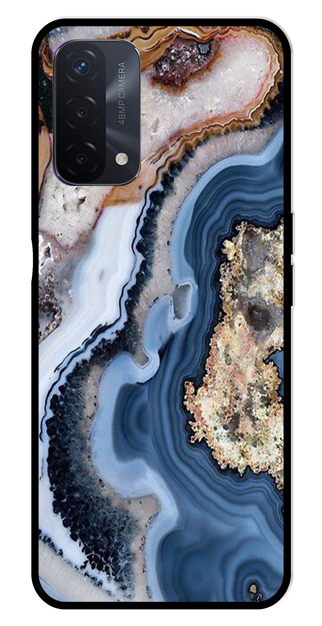 Marble Design Metal Mobile Case for Oppo A74   (Design No -53)