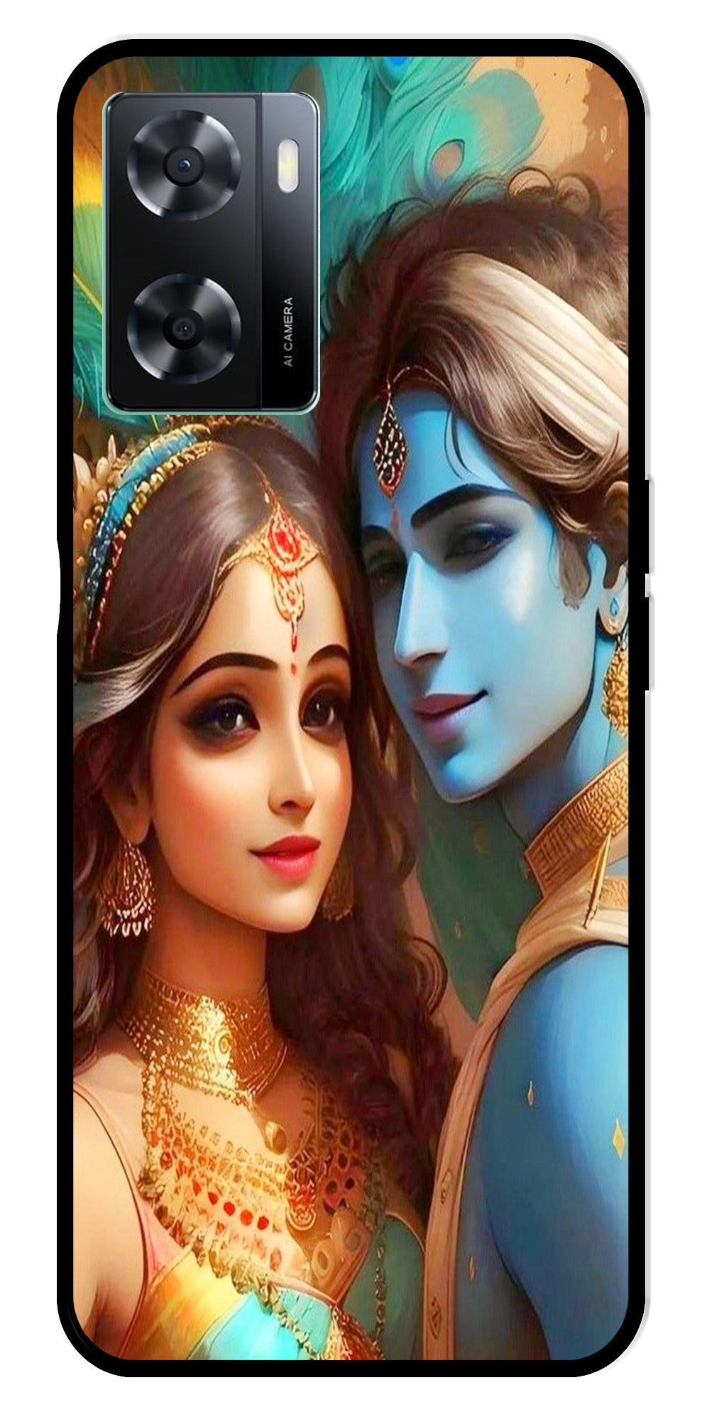 Lord Radha Krishna Metal Mobile Case for Oppo A57 4G   (Design No -01)