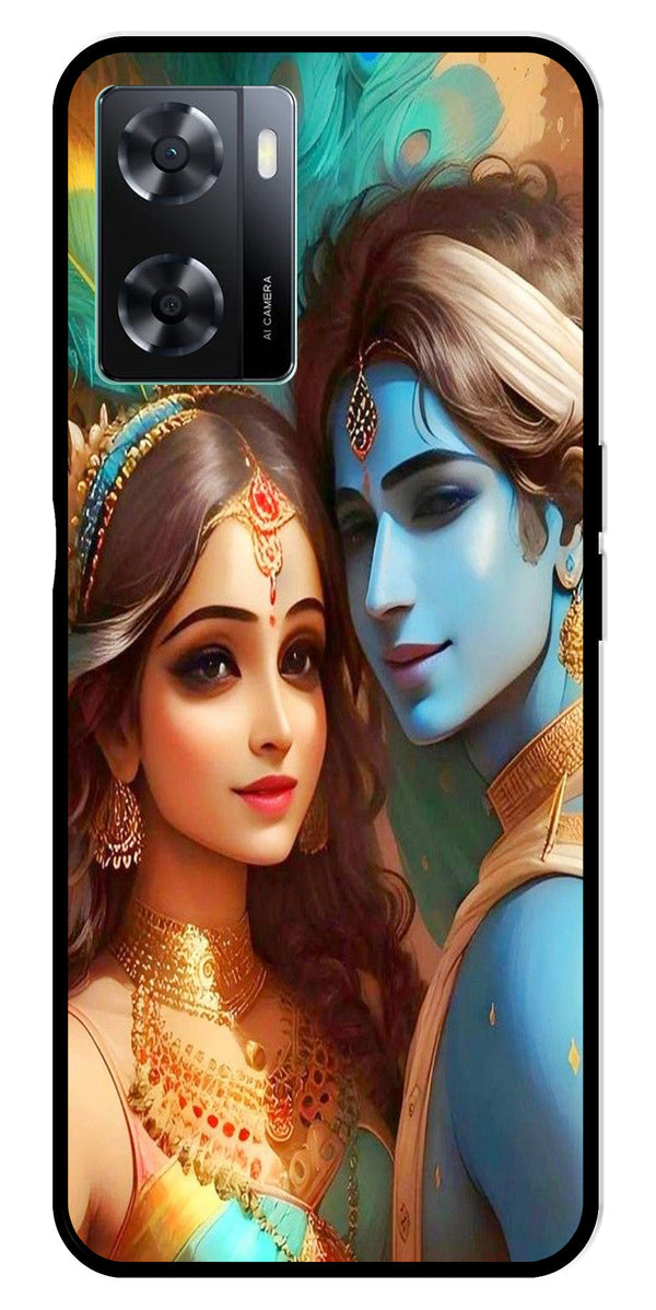 Lord Radha Krishna Metal Mobile Case for Oppo A77s 4G   (Design No -01)