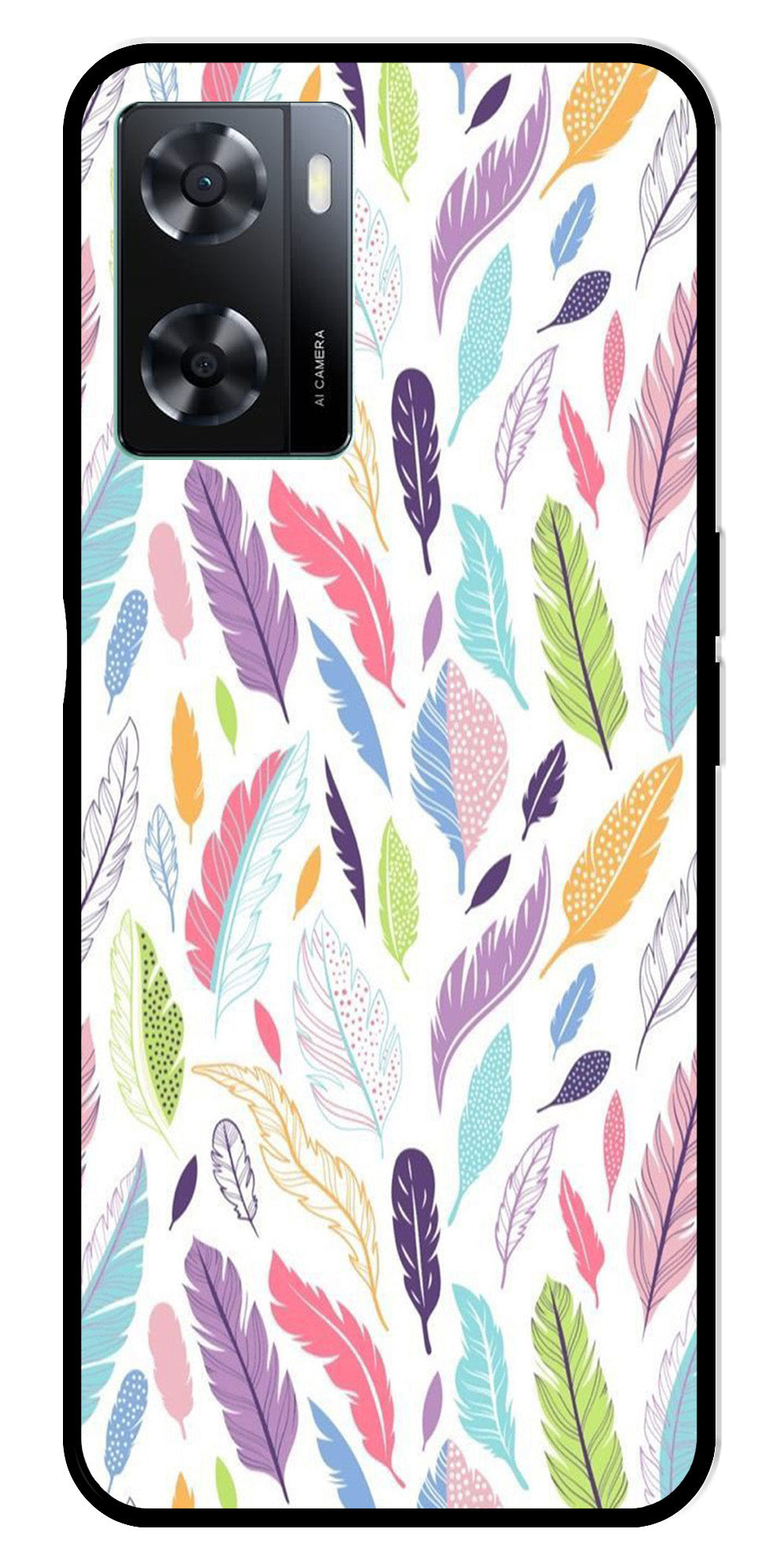 Colorful Feathers Metal Mobile Case for Oppo A57 4G   (Design No -06)