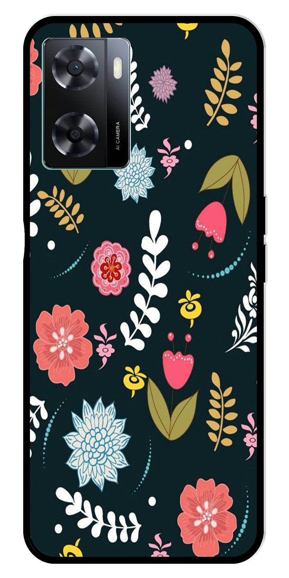 Floral Pattern2 Metal Mobile Case for Oppo A57 4G   (Design No -12)