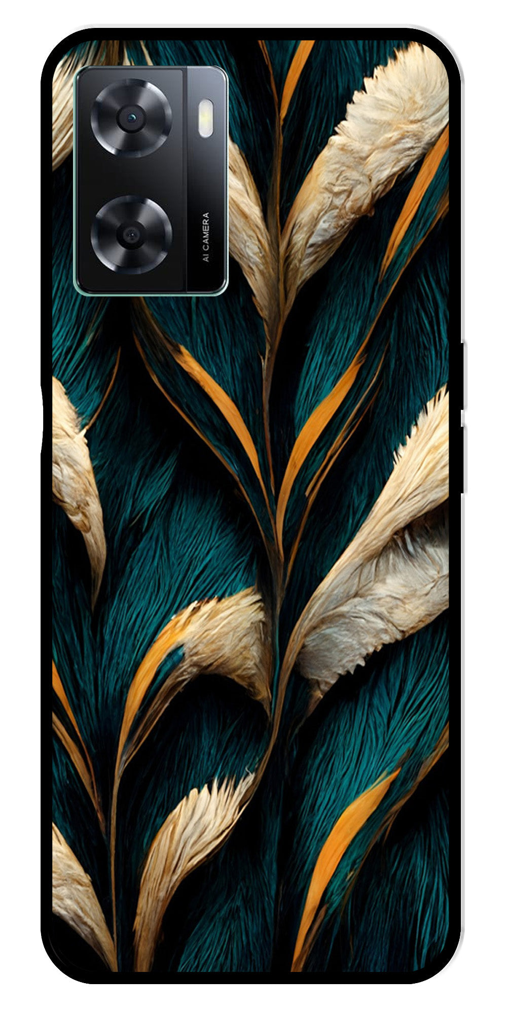 Feathers Metal Mobile Case for Oppo A57 4G   (Design No -30)