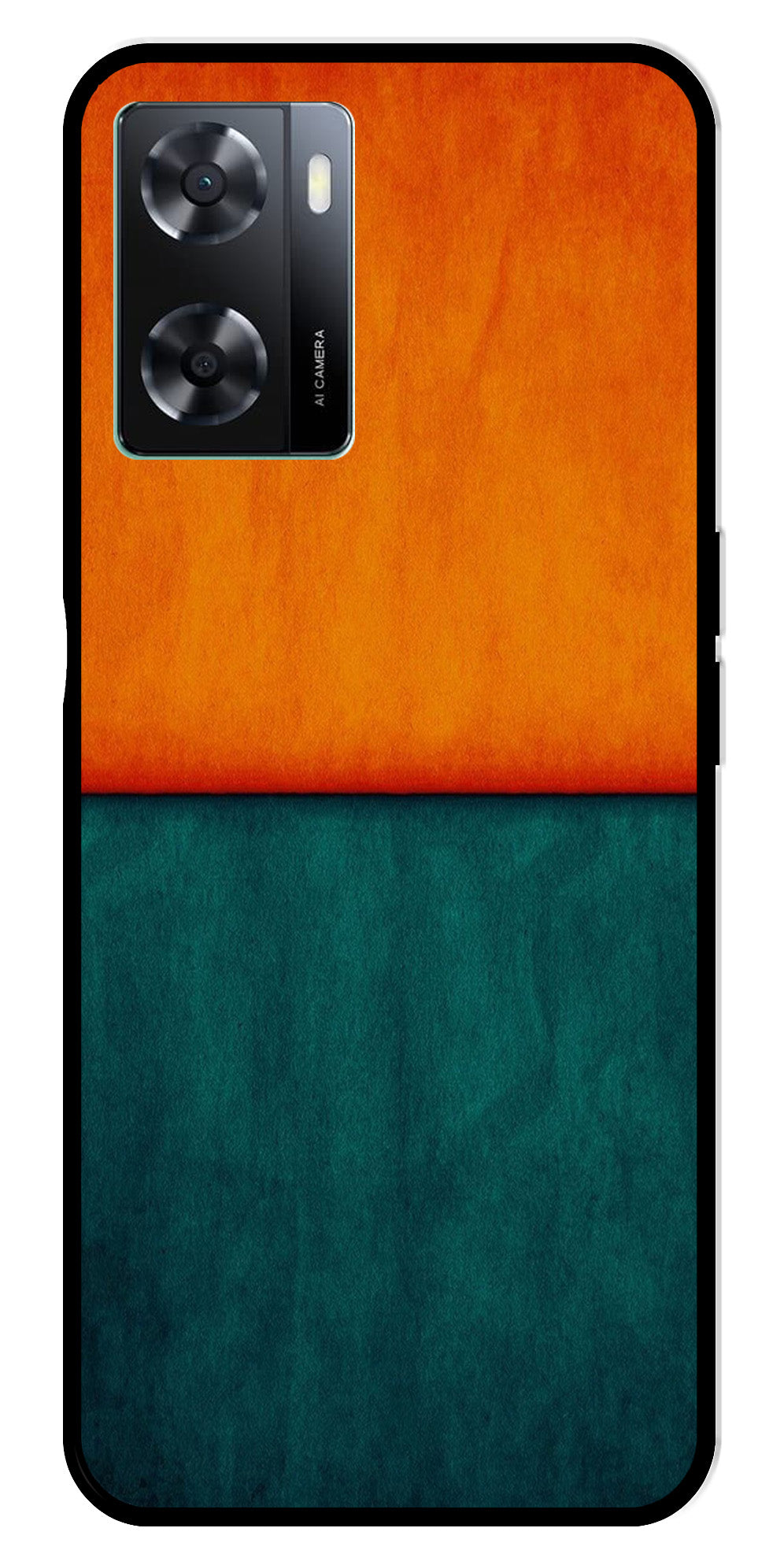 Orange Green Pattern Metal Mobile Case for Oppo A57 4G   (Design No -45)