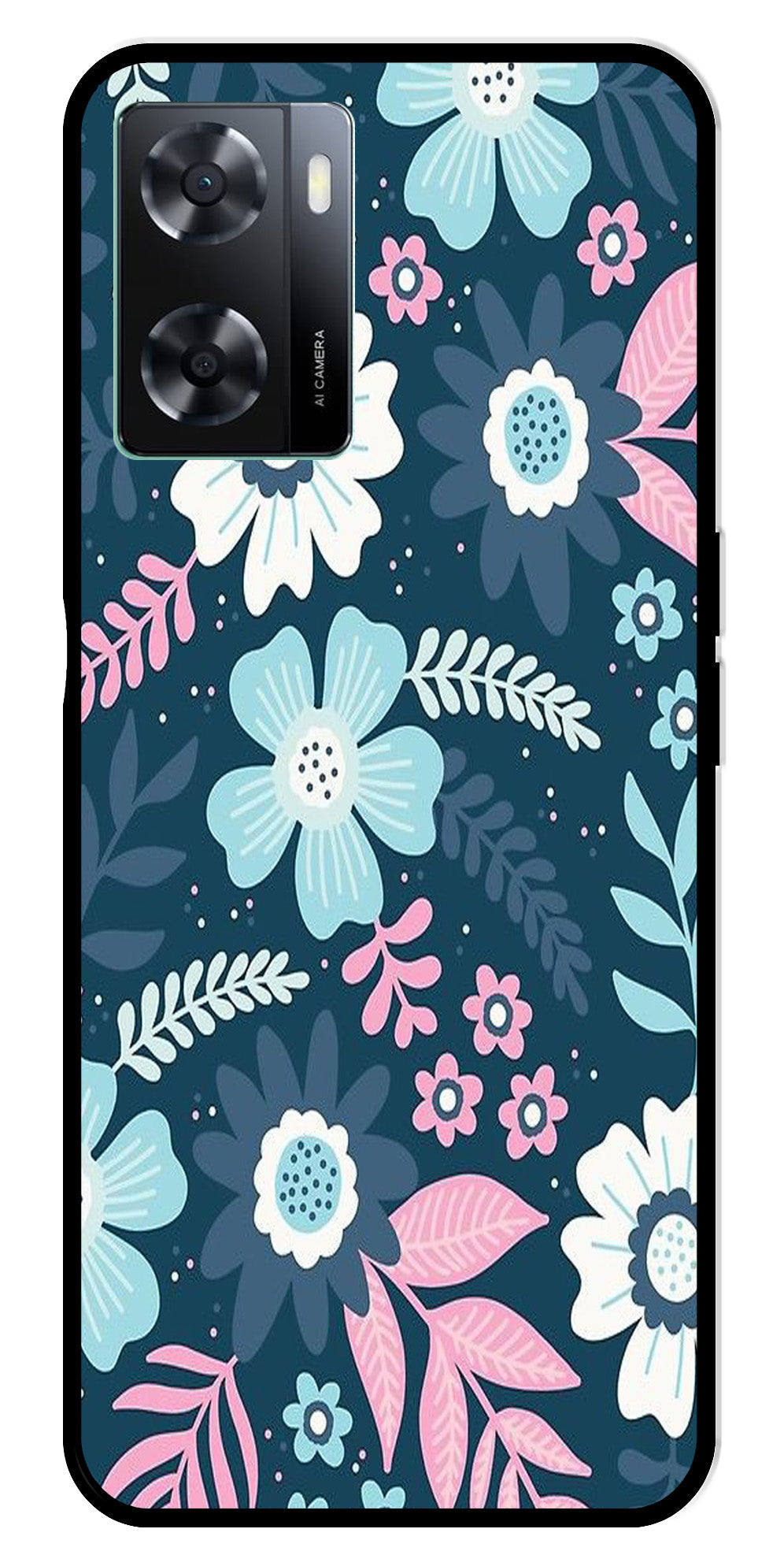 Flower Leaves Design Metal Mobile Case for Oppo A57 4G   (Design No -50)
