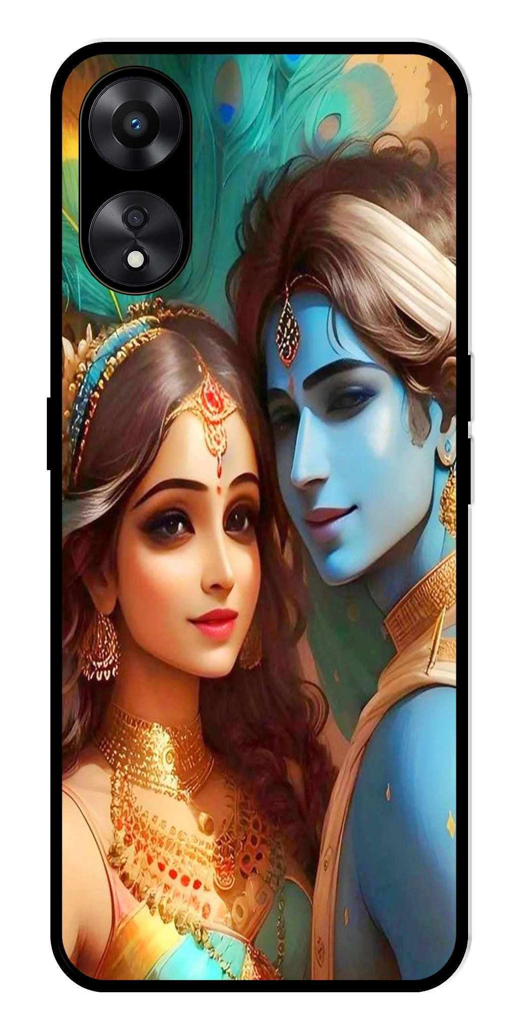 Lord Radha Krishna Metal Mobile Case for Oppo A78   (Design No -01)