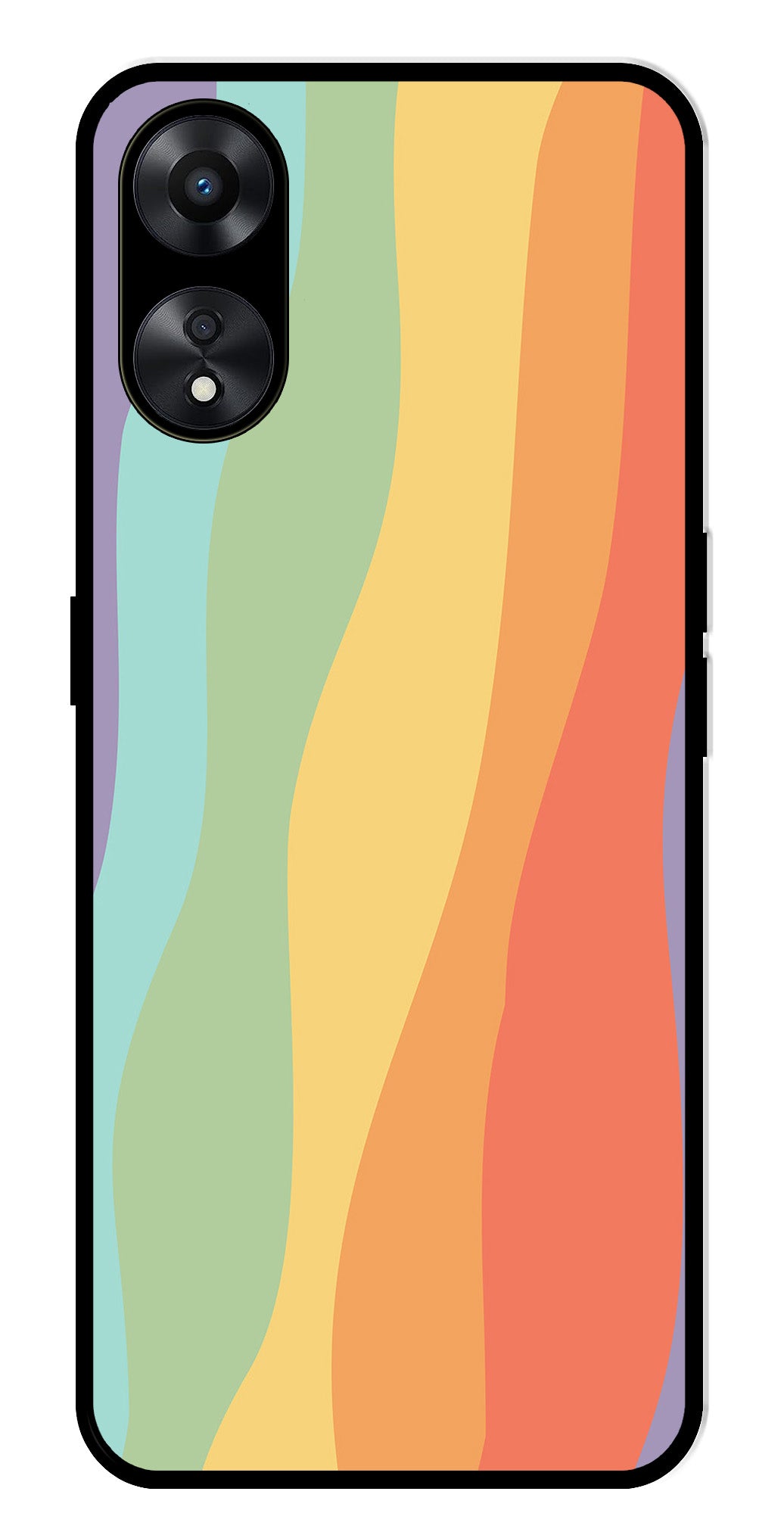 Muted Rainbow Metal Mobile Case for Oppo A78   (Design No -02)