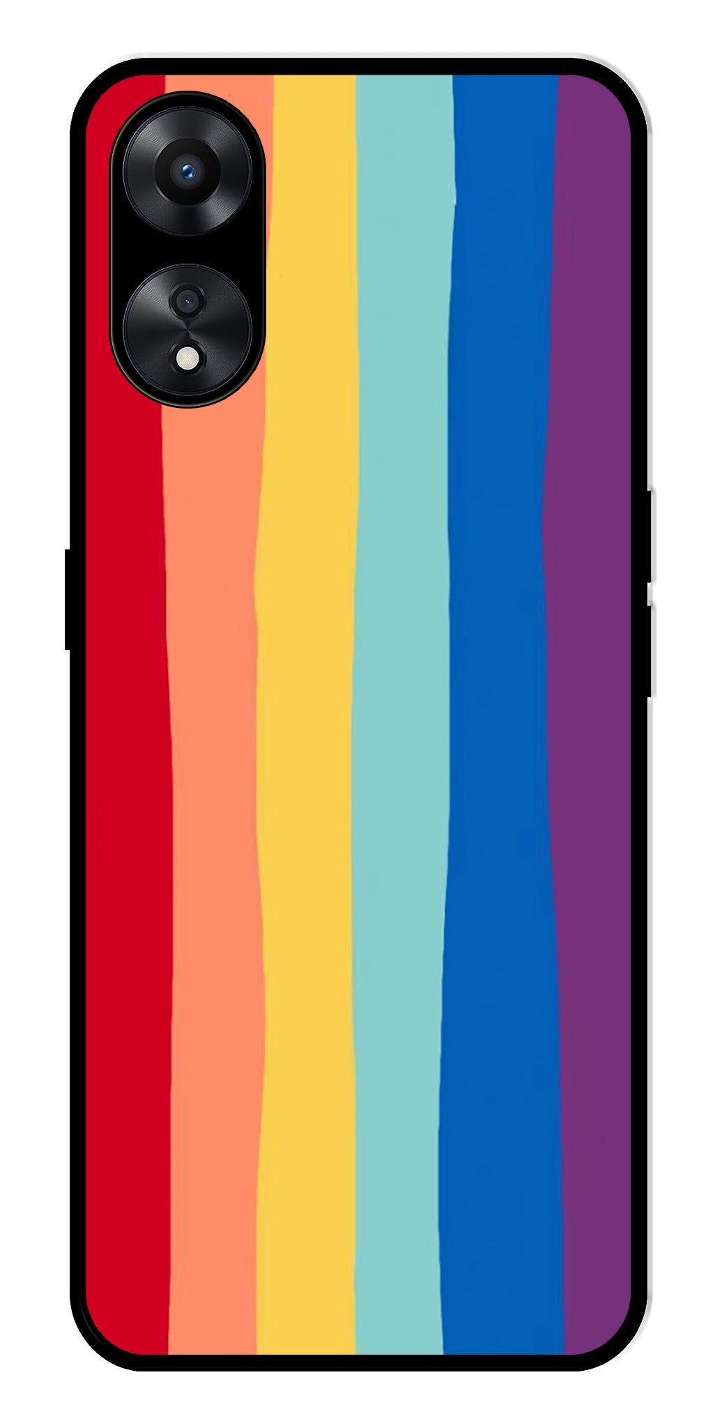 Rainbow MultiColor Metal Mobile Case for Oppo A78   (Design No -03)