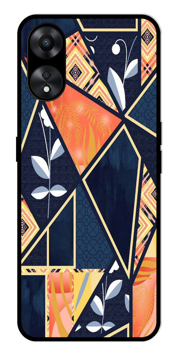 Marble Design Metal Mobile Case for Oppo A78   (Design No -07)