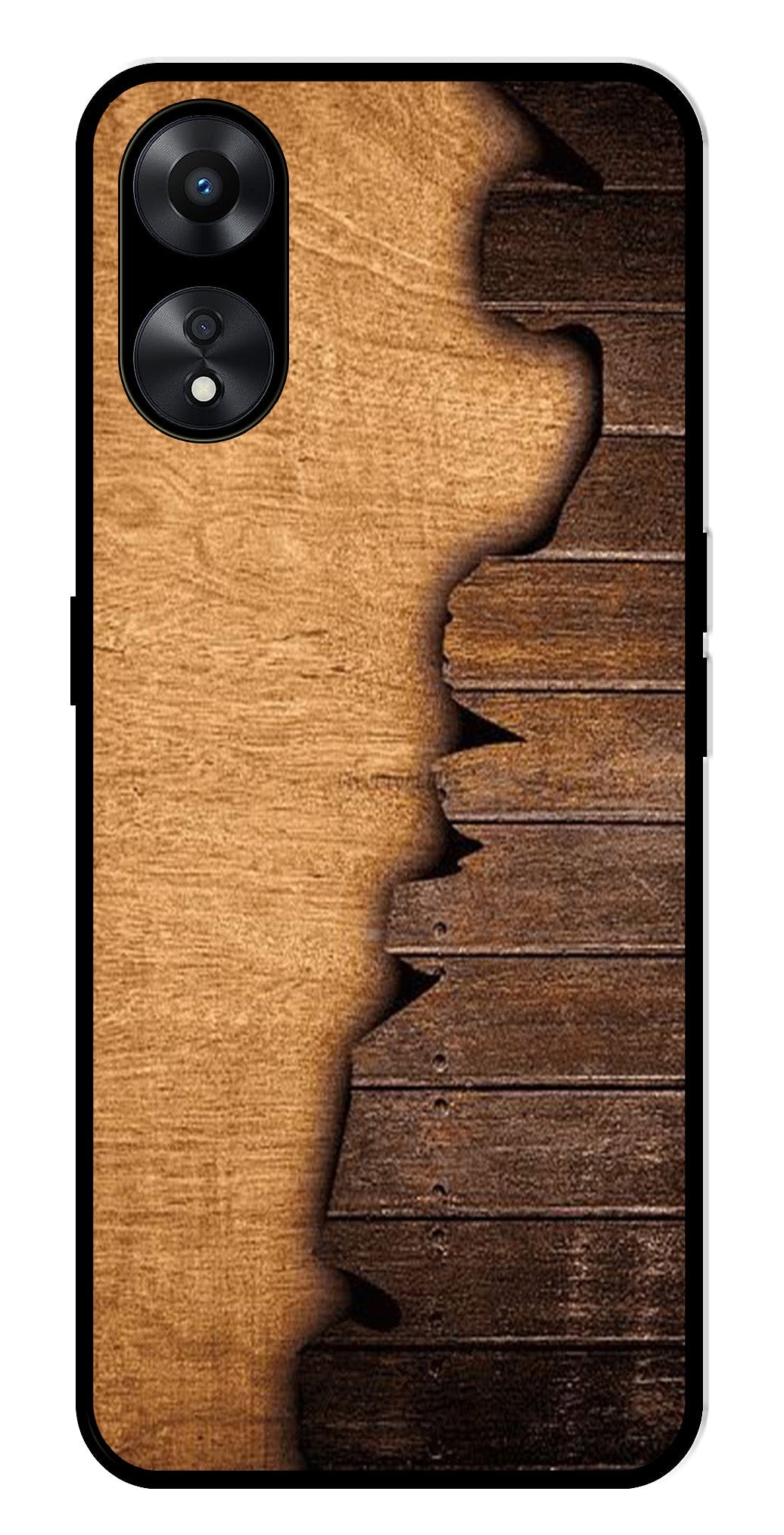 Wooden Design Metal Mobile Case for Oppo A78   (Design No -13)