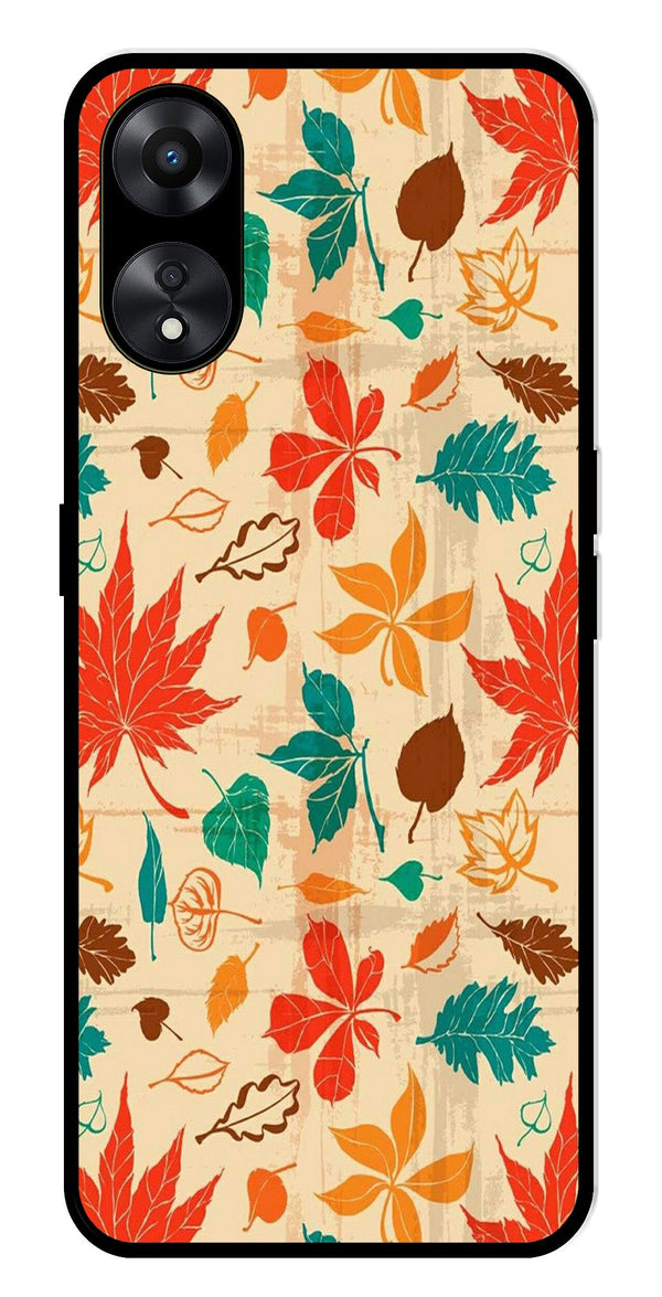 Leafs Design Metal Mobile Case for Oppo A78   (Design No -14)