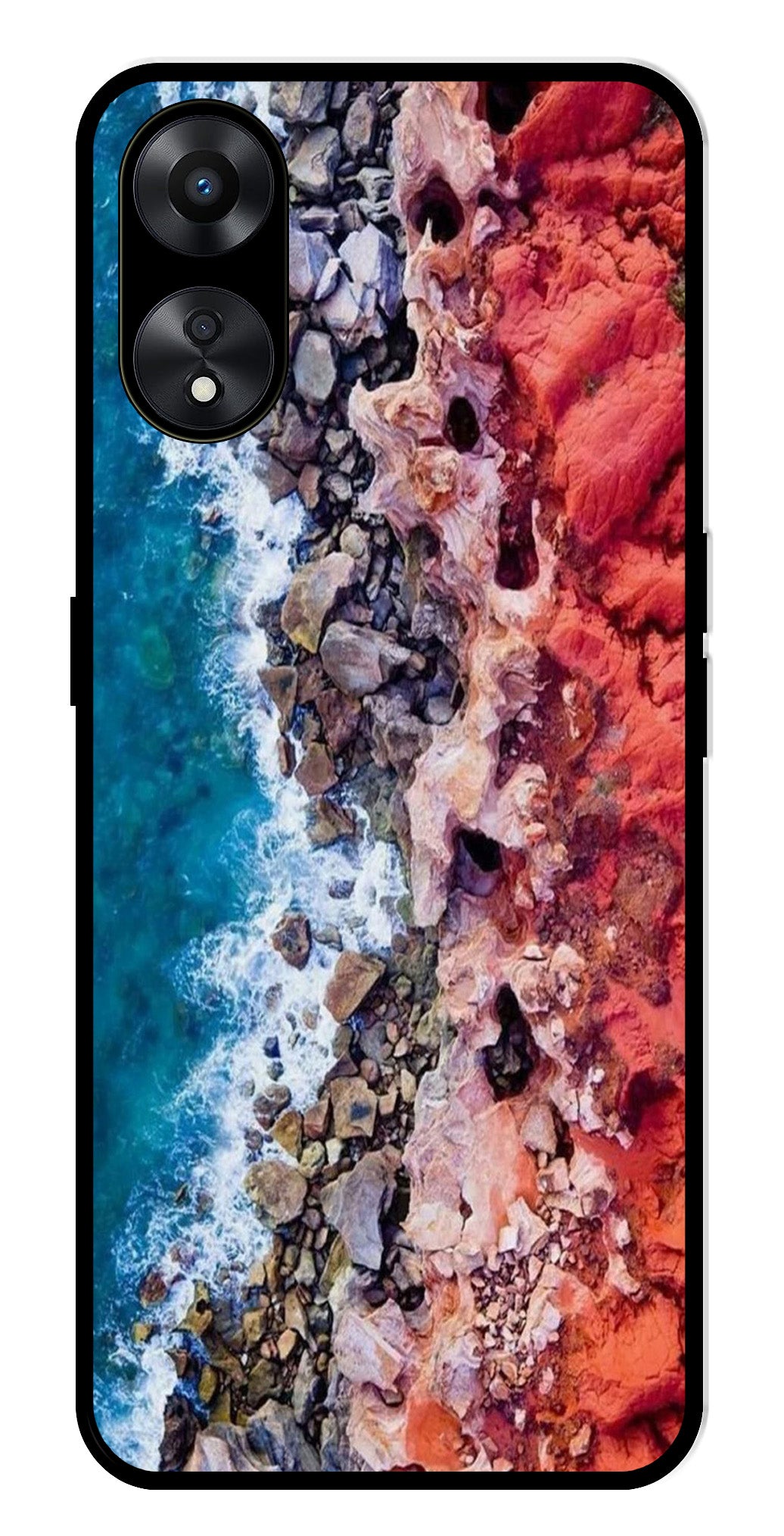 Sea Shore Metal Mobile Case for Oppo A78   (Design No -18)