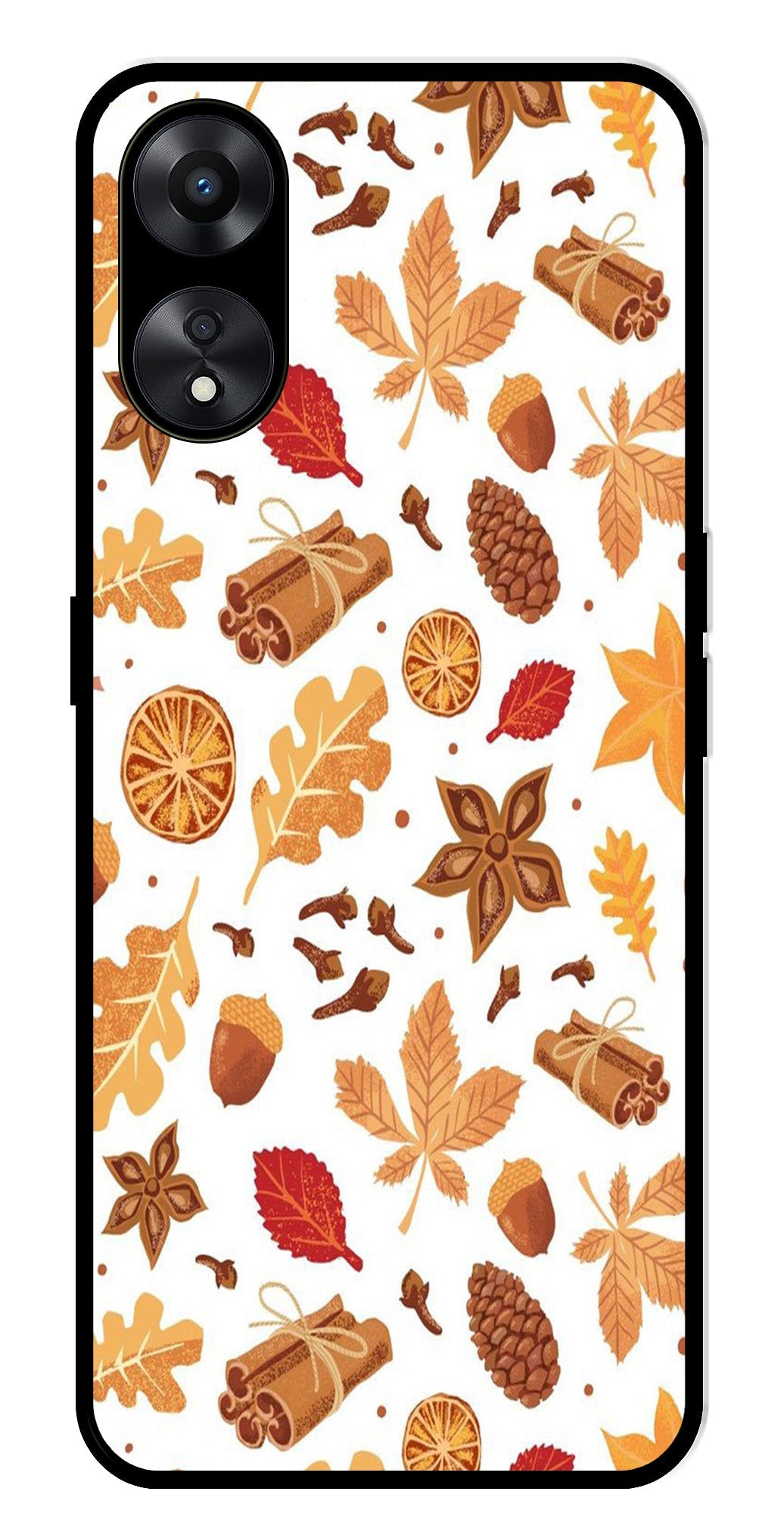 Autumn Leaf Metal Mobile Case for Oppo A78   (Design No -19)