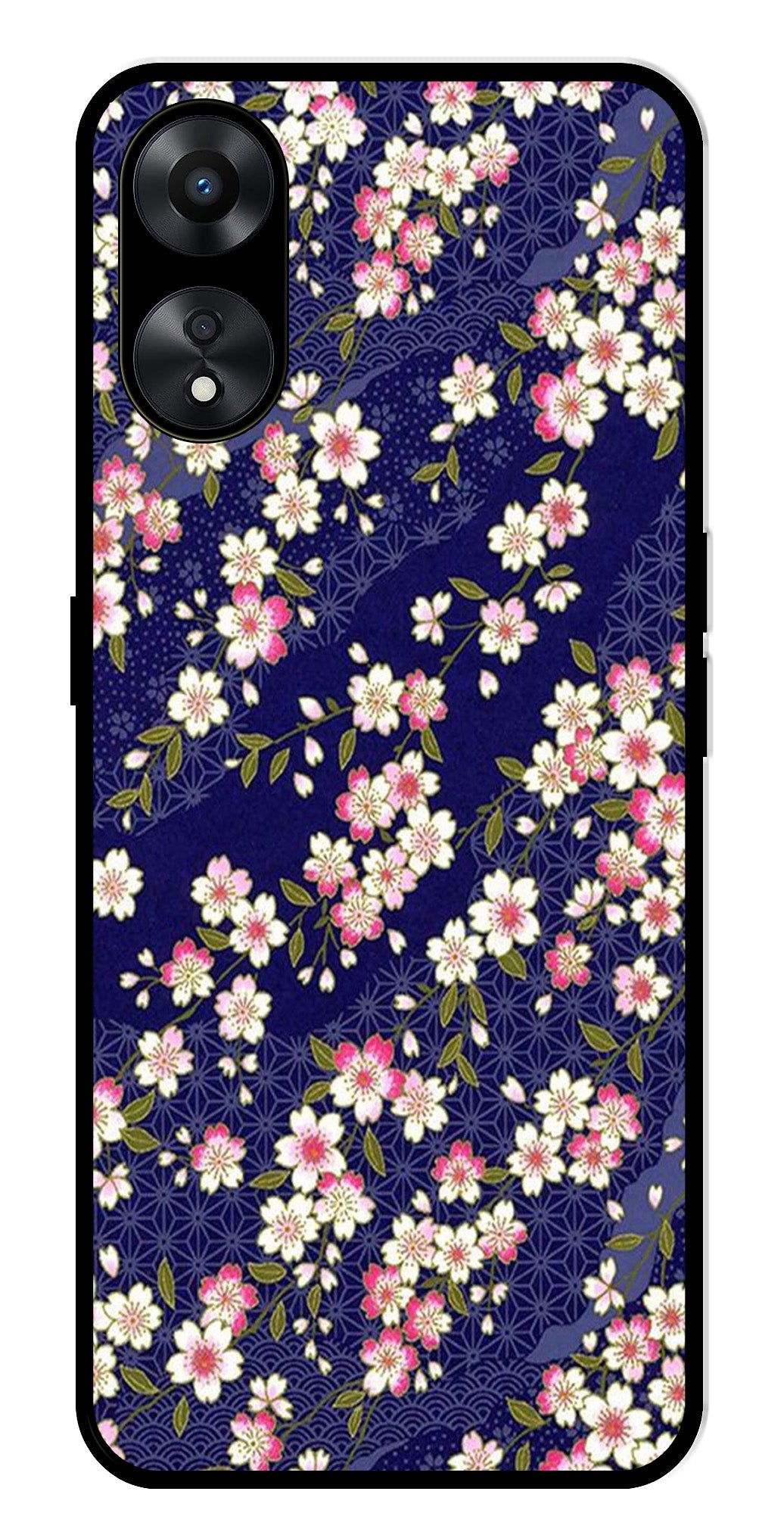 Flower Design Metal Mobile Case for Oppo A78   (Design No -25)