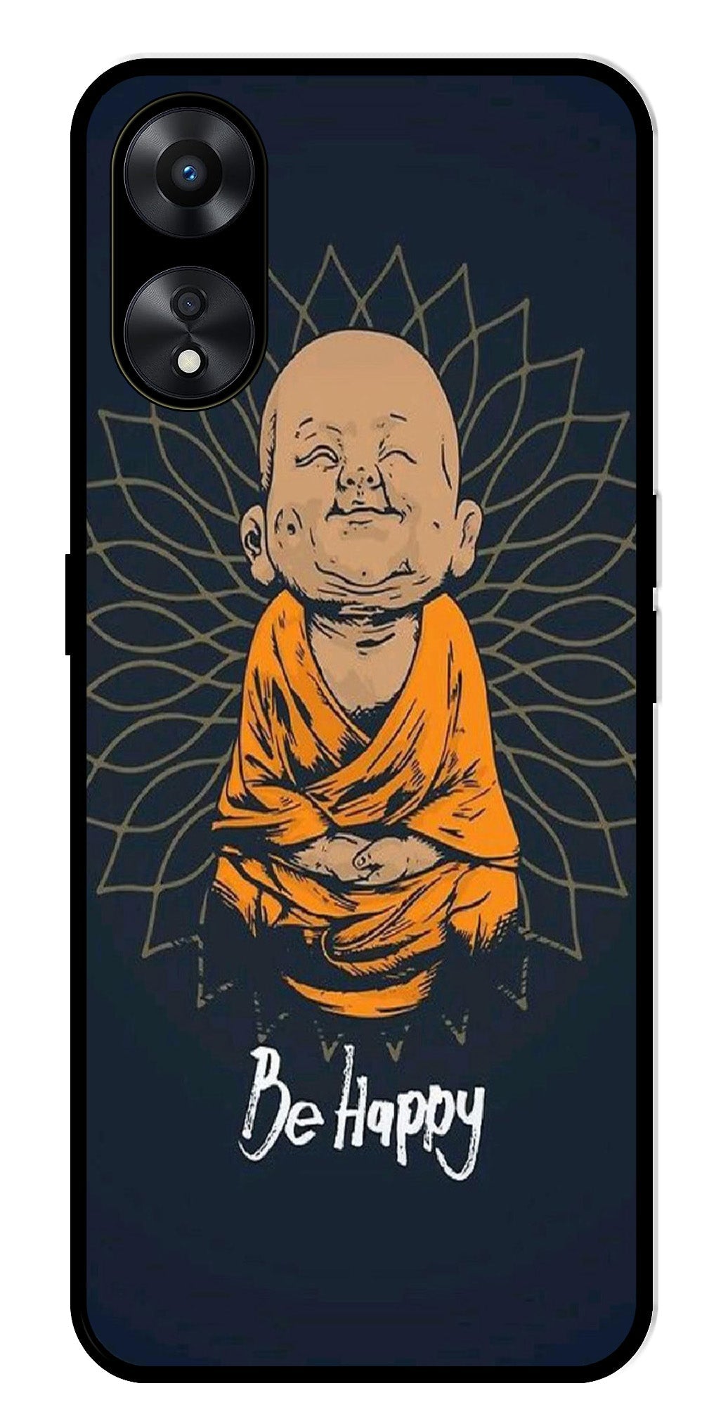 Be Happy Metal Mobile Case for Oppo A78   (Design No -27)
