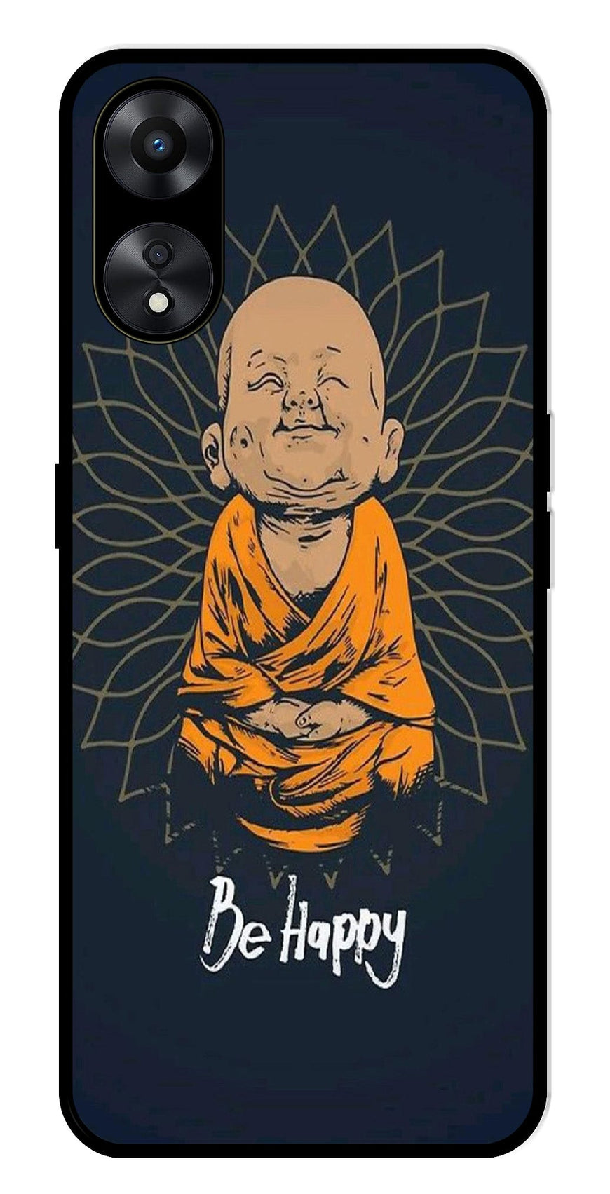 Be Happy Metal Mobile Case for Oppo A78 5G   (Design No -27)