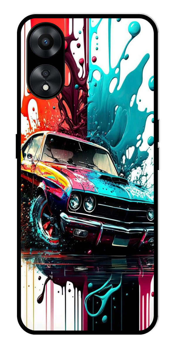 Vintage Car Metal Mobile Case for Oppo A78 5G   (Design No -29)
