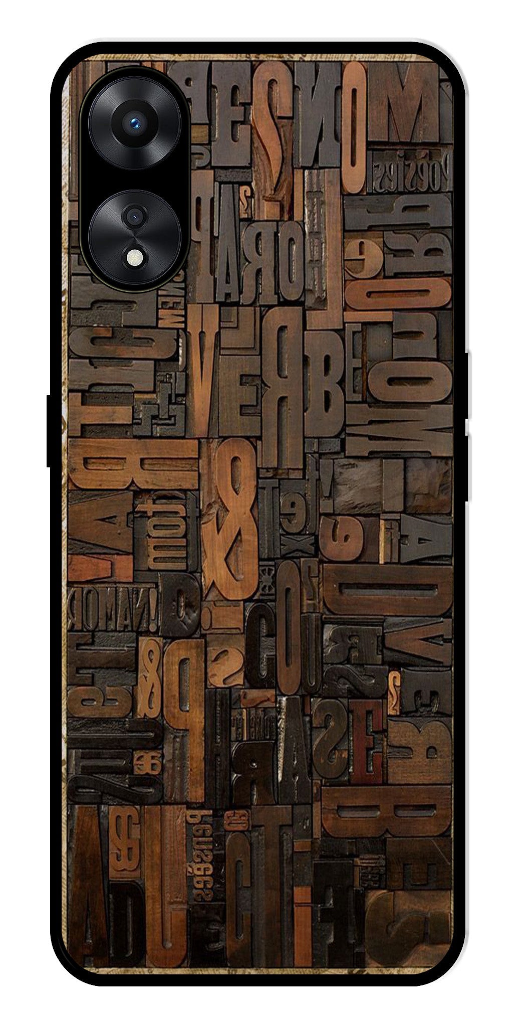 Alphabets Metal Mobile Case for Oppo A78   (Design No -32)