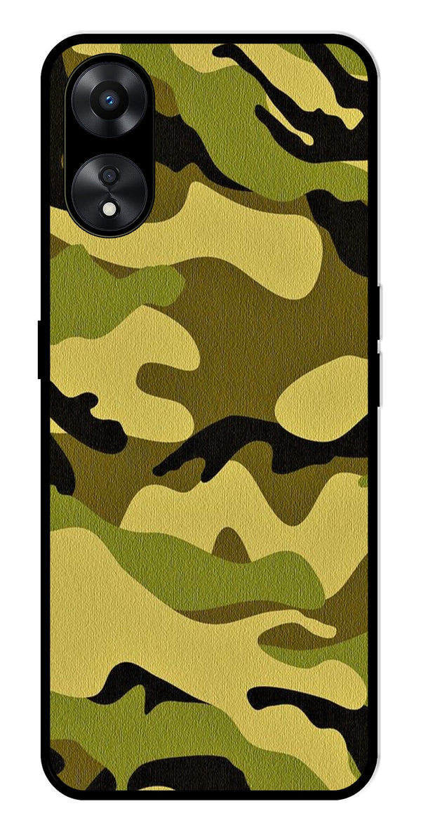 Army Pattern Metal Mobile Case for Oppo A78 5G   (Design No -35)