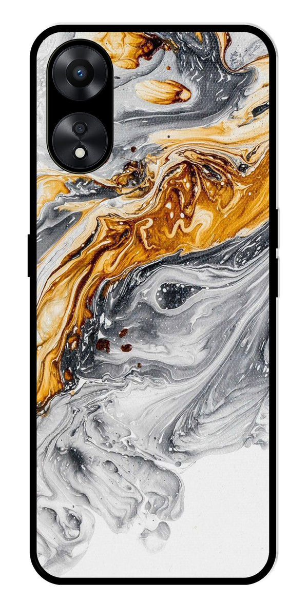 Marble Pattern Metal Mobile Case for Oppo A78 5G   (Design No -36)
