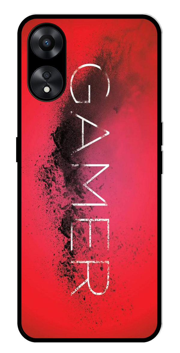 Gamer Pattern Metal Mobile Case for Oppo A78   (Design No -41)