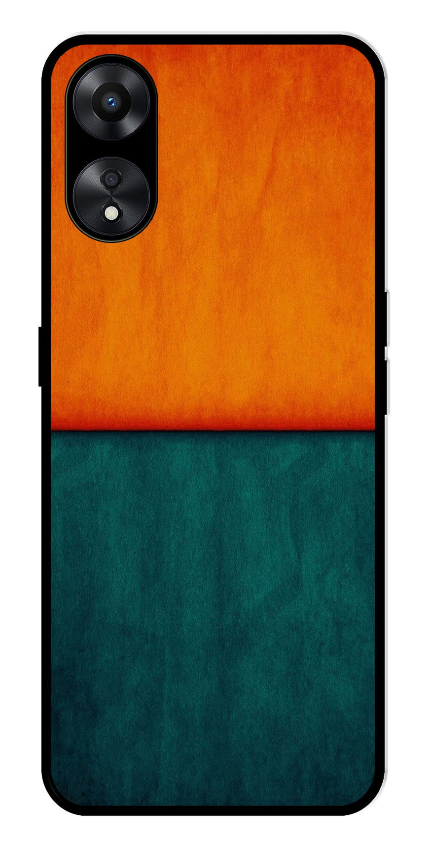 Orange Green Pattern Metal Mobile Case for Oppo A78   (Design No -45)