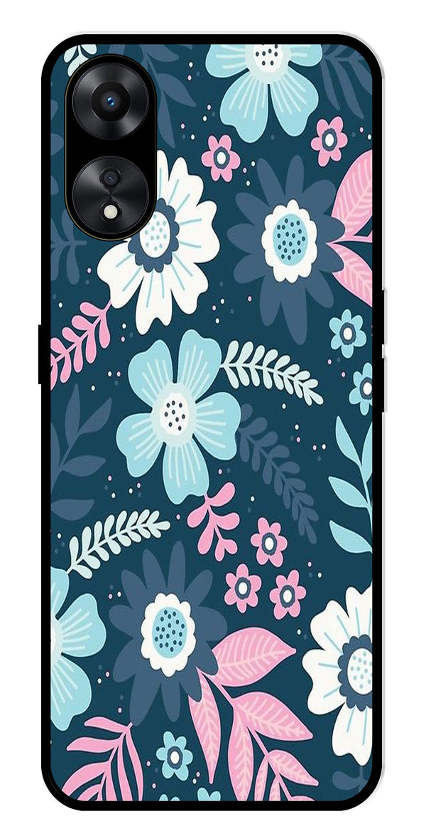 Flower Leaves Design Metal Mobile Case for Oppo A78 5G   (Design No -50)