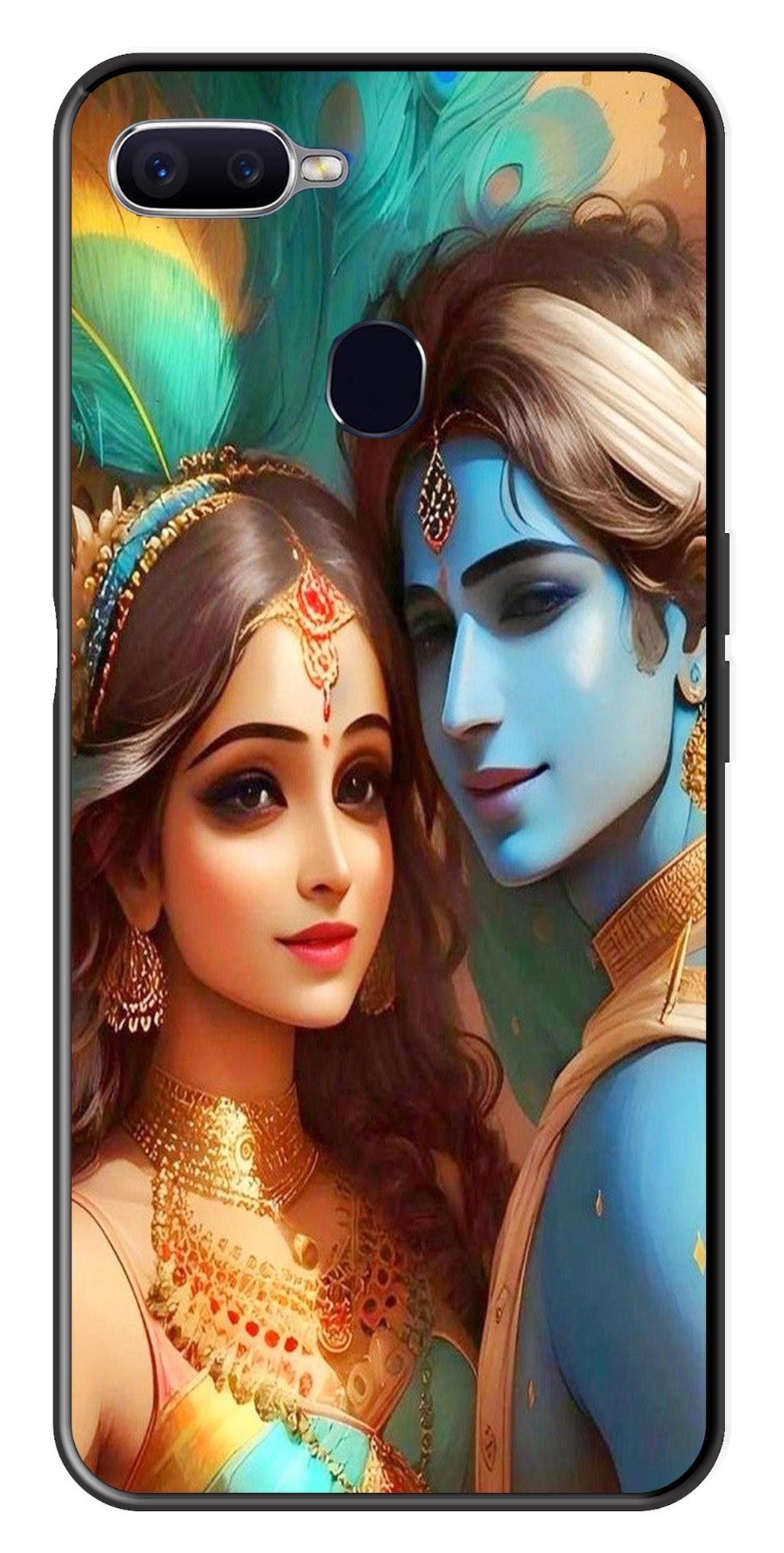 Lord Radha Krishna Metal Mobile Case for Oppo A7   (Design No -01)