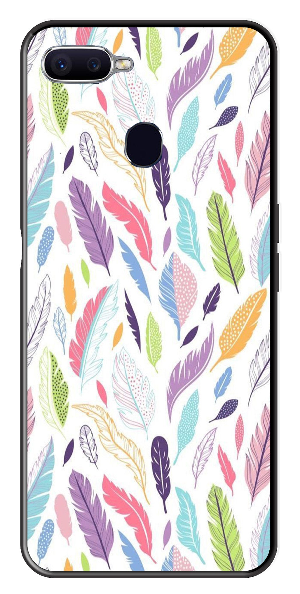 Colorful Feathers Metal Mobile Case for Oppo A7   (Design No -06)