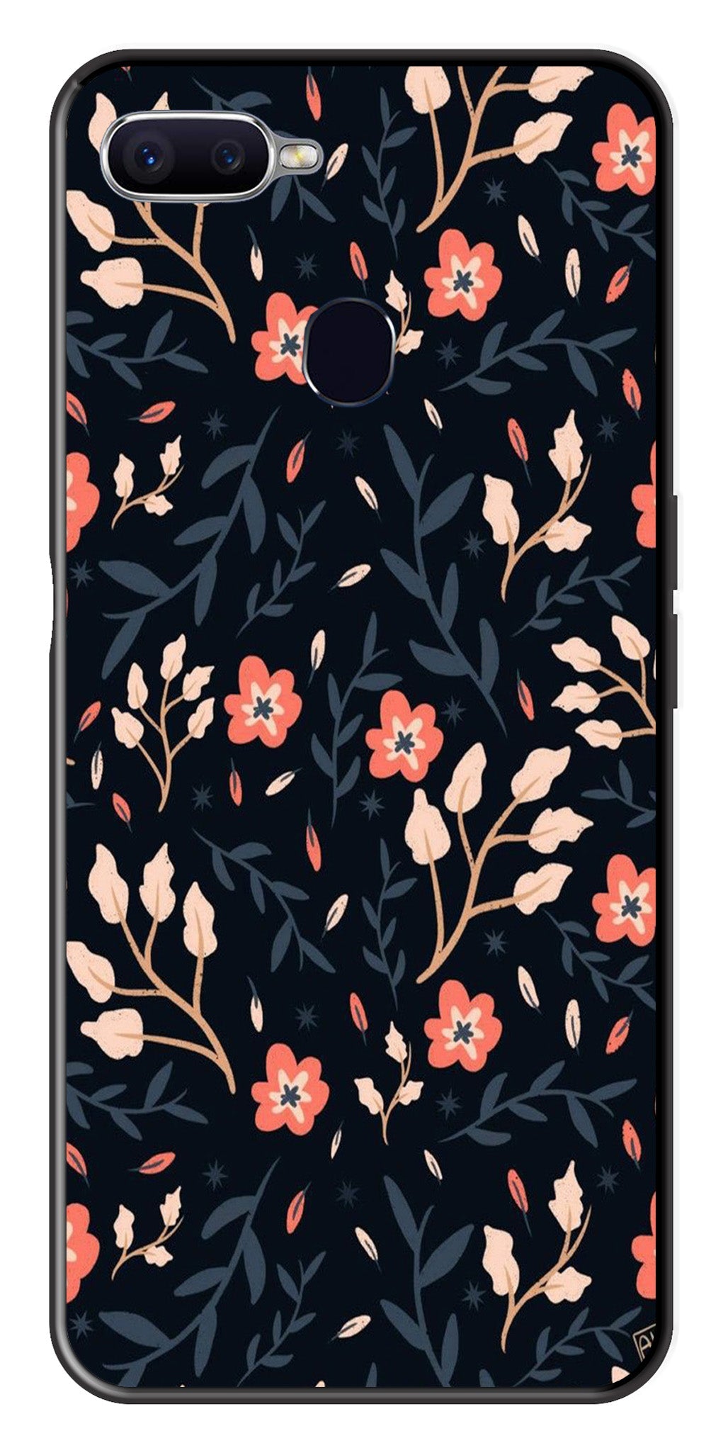 Floral Pattern Metal Mobile Case for Oppo A7   (Design No -10)