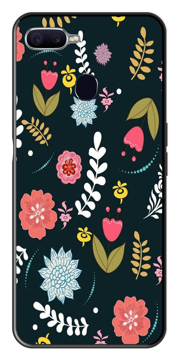 Floral Pattern2 Metal Mobile Case for Oppo A7   (Design No -12)