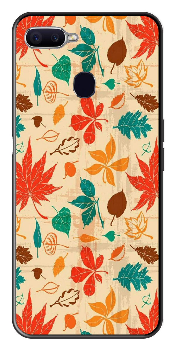 Leafs Design Metal Mobile Case for Oppo A7   (Design No -14)